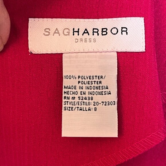 Sag Harbor Womens Hot Pink Fuschia 2 Piece Dress Suit Jacket Size 8 Embroidered - Picture 6 of 10